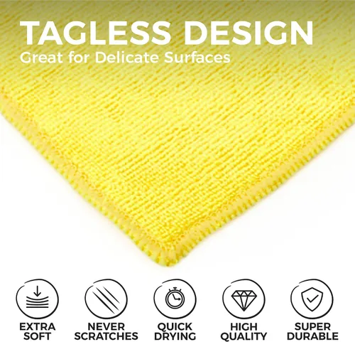 Miniatura 2 de (Paquete de 12) 12" x 12 in. toallas de limpieza de microfibra de grado comercial para usos múltiples, altamente absorbentes, sin pelusa, sin