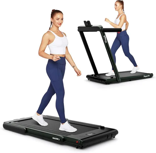 Miniatura 14 de GYMAX Almohadilla para caminar, 2 en 1, instalación gratuita debajo del escritorio, con monitor LED, aplicación inteligente/control remoto y altavoz