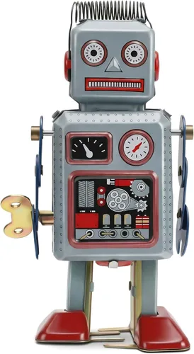 Robot de juguete retro de estaño, figura de robot mecánico vintage para caminar, figura coleccionable para decoración de oficina en casa, escritorio