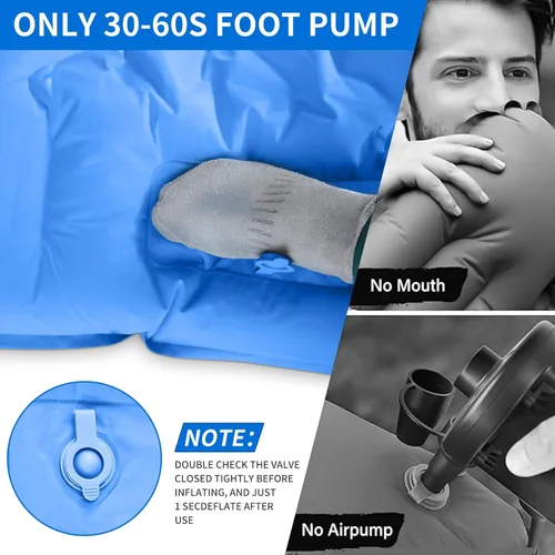 Miniatura 5 de SEVNPRIME Colchoneta de dormir para acampar de 78 x 29 x 5 pulgadas, colchón de aire compacto e impermeable mejorado, bomba de pie incorporada