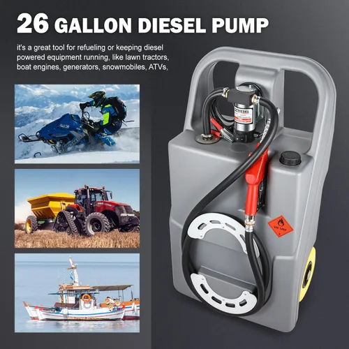 Miniatura 7 de DNA MOTORING Tanque de combustible portátil Caddy 26 galones 100L 12V Unidad de transferencia diesel para coches, camiones, cortacéspedes, ATV