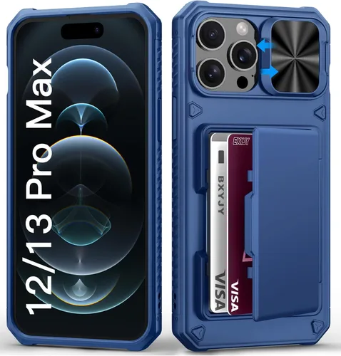 Miniatura 44 de BXYJY Funda tipo cartera para iPhone 15 Pro con tarjetero (4-5 tarjetas) y cubierta deslizante para cámara y soporte, protección contra caídas