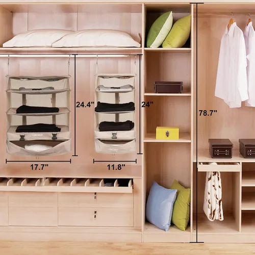 Miniatura 36 de TABITORA - Estantería portátil y plegable de gran capacidad con ganchos para colgar, ideal como almacenamiento para viajes