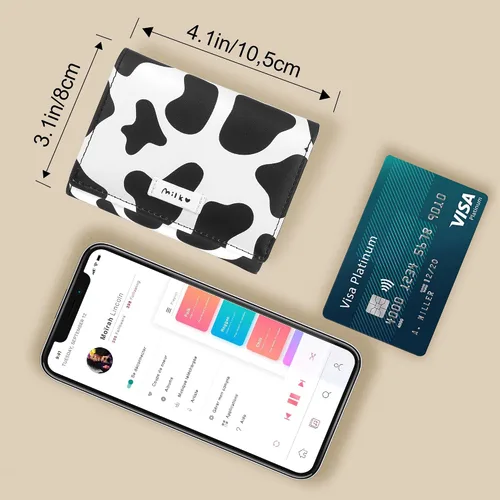 Miniatura 32 de CONISY Lindas carteras para mujer, de cuero con bloqueo RFID, pequeña cartera triple con ventana de identificación para niñas y mujeres
