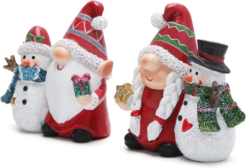 Miniatura 5 de Hodao Dúo de muñeco de nieve de gnomo navideño: duplica la alegría para tu decoración navideña (rojo)