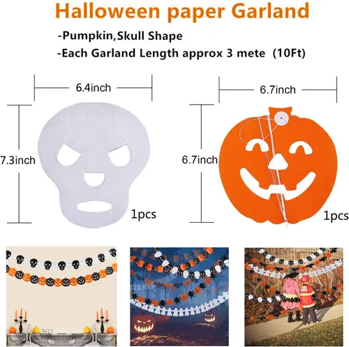 Miniatura 3 de Decoraciones de fiesta de Halloween, pancarta de calabaza naranja con purpurina negra todo en uno para fiesta temática de Halloween, kit