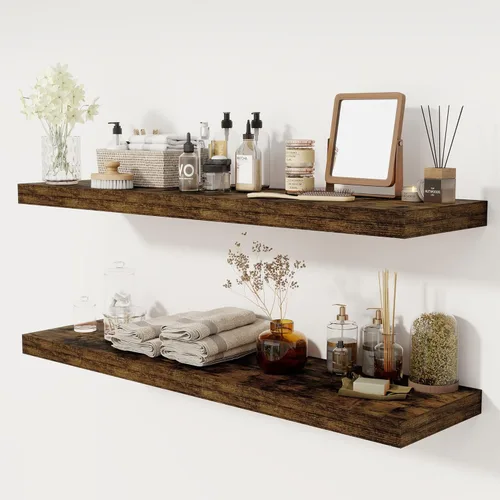 Miniatura 41 de Fun Memories - Estante flotante de 12 pulgadas, estantes de pared de madera rústica para decoración de pared y almacenamiento, estante flotante