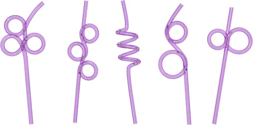 Miniatura 10 de Fiesta First 10 Pajitas Cortas Locas y Divertidas Premium para Niños Surtidas, Pajitas de Beber en Espiral Retorcidas Giratorias Divertidas