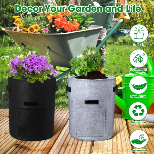 Miniatura 7 de Paquete de 16 bolsas de cultivo de patatas para jardín, bolsas de cultivo de patatas de jardín con solapa, bolsas de cultivo de verduras
