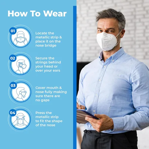Miniatura 2 de Lyka Distribution KN95 Face Masks - 50 Pack - 5 Layer Protection Breathable KN95 Face Mask with Comfortable Elastic Ear Loop Blanco