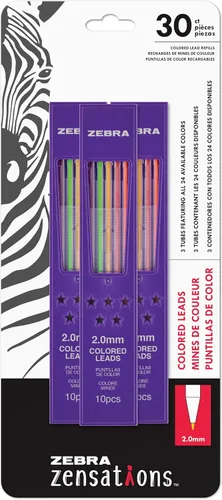 Miniatura 7 de Zebra Zensations - Lápices mecánicos de colores, tamaño de punta de 2.0mm, mina de colores surtidos, 12