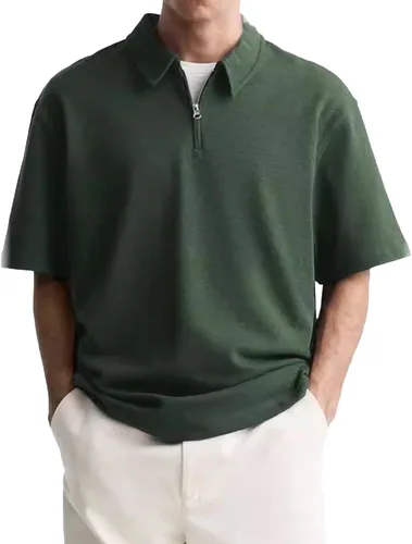 Miniatura 13 de Camisas polo con cremallera para hombre, camiseta de cuello de moda de verano, talla grande, camisa de golf clásica lisa para exteriores, tops