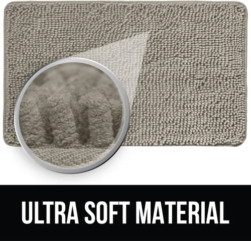 Miniatura 3 de KANGAROO Alfombras de baño, alfombra de baño de chenilla suave y absorbente, tapete de ducha lanudo, alfombra de baño de secado rápido lavable a