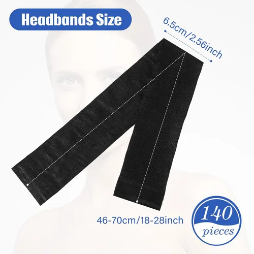 Miniatura 2 de Waydress 140 diademas faciales desechables de spa con cierre cómodo, bandas faciales elásticas, banda suave para el cuidado de la piel para mujeres