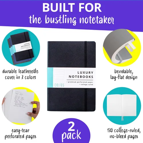 Miniatura 2 de Papercode Cuaderno de Diario con Líneas – Diario de lujo para escribir con 130 páginas, tapa blanda, cuaderno ejecutivo para trabajo, viajes, Negro
