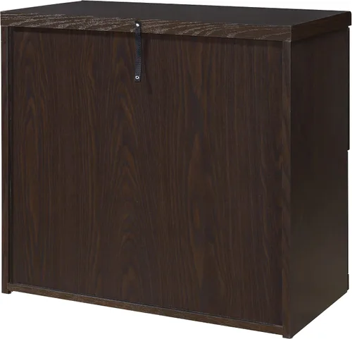 Miniatura 8 de OSP Home Furnishings Alpine Archivador de 2 cajones con cajón superior de bloqueo y sistema de fijación de bloqueo, lateral, color espresso