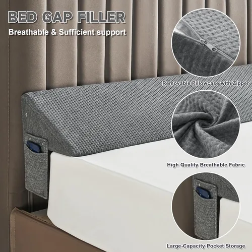 Miniatura 4 de IFNOW Almohada de cuña de cama de tamaño individual (40 x 6 x 10 pulgadas) para cabecero, relleno de espacio de colchón (0-8 pulgadas), cuña de cama