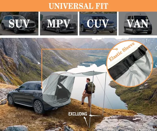 Miniatura 5 de Hasika Toldo para tienda de campaña, toldo para camping, viajes por carretera, parque, impermeable, 118.110 in, UPF 50+, color gris (grande)