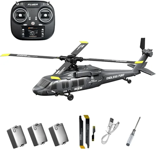 Miniatura 8 de Hanll Black Hawk K200 6CH Simulación Helicóptero RC con motor sin escobillas, flujo óptico y retención de altitud, vuelo invertido de una tecla