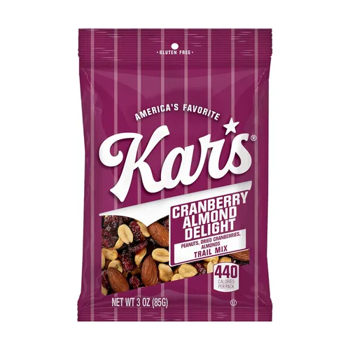 Kar's Nuts Cranberry Almond Delight Trail Mix, paquetes individuales de 3 onzas, paquete a granel de 42, aperitivos sin gluten