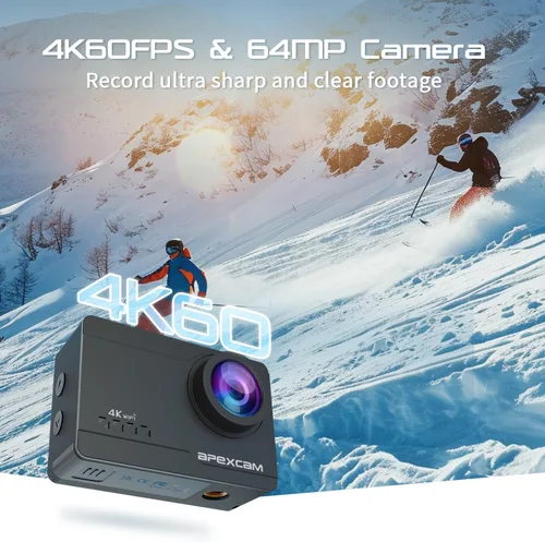 Miniatura 2 de Apexcam M90 Cámara de Acción con Tarjeta de 64GB Cámara de Acción 4K60FPS 64MP WiFi EIS Estabilización de Imagen con Pantalla Táctil Cámara