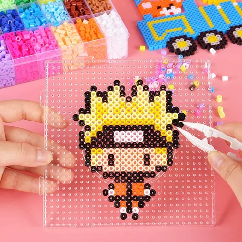 Miniatura 4 de 4 piezas de cuentas cuadradas grandes de 0.197 in con fusibles de plástico con papel de planchar, pinzas de cuentas para niños, cuentas artesanales