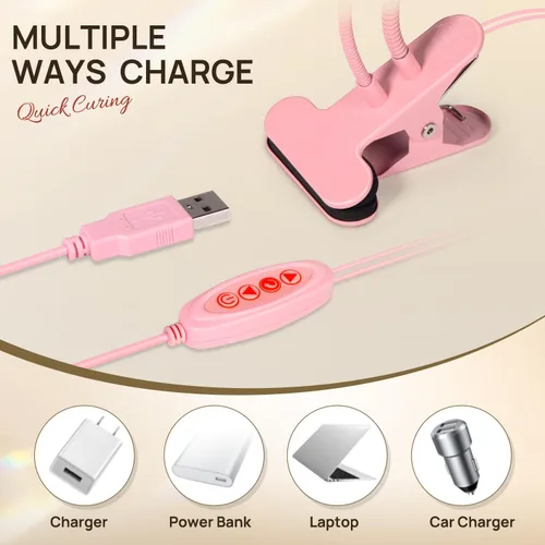 Miniatura 8 de AORAEM Lámpara LED de uñas de doble cabezal, luz LED UV de secado rápido, cuello de pato, lámpara UV secadora, luz de curado con cuello de cisne