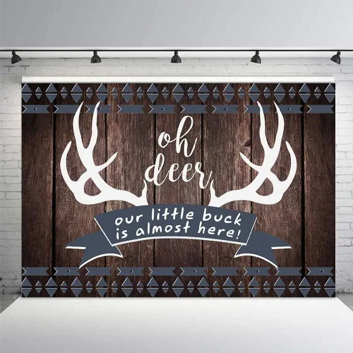 Miniatura 4 de MEHOFOND 7 x 5 pies rústico Oh Deer Baby Shower fondo de madera It's a Boy Buck On The Way Baby Shower Antlers Woodland telón de fondo decoración