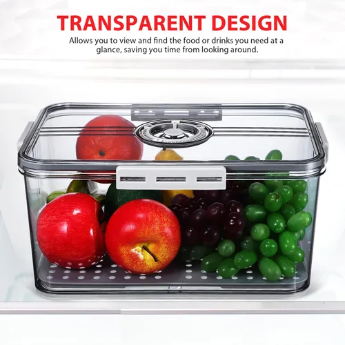 Miniatura 5 de Hemoton Contenedor de alimentos frescos con temporizador, caja de almacenamiento de alimentos transparente para frutas y panes, organizador de gran
