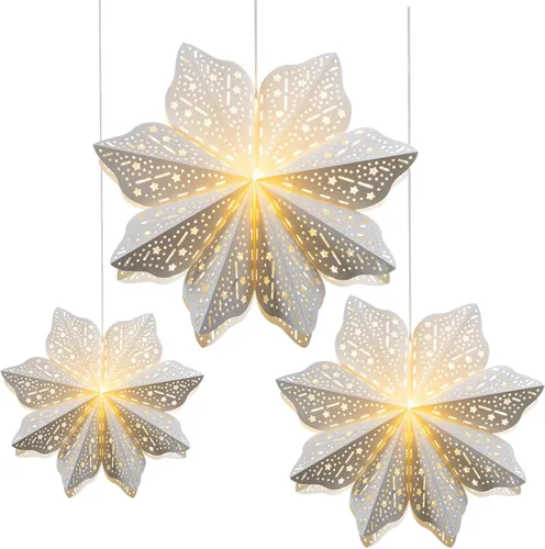 3 Piezas Faroles de Papel de Navidad con Estrella Farol de Papel Lámpara de Papel Decoración Colgante de Fiesta Frozen para Bodas Árboles de Navidad