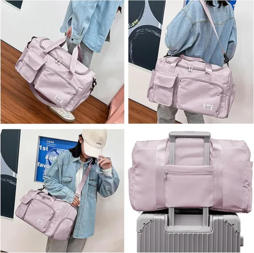 Miniatura 7 de Suruid Bolsa de gimnasio deportiva con compartimento para zapatos, bolsa de viaje con bolsillo separado seco y húmedo para hombres y mujeres, bolsa