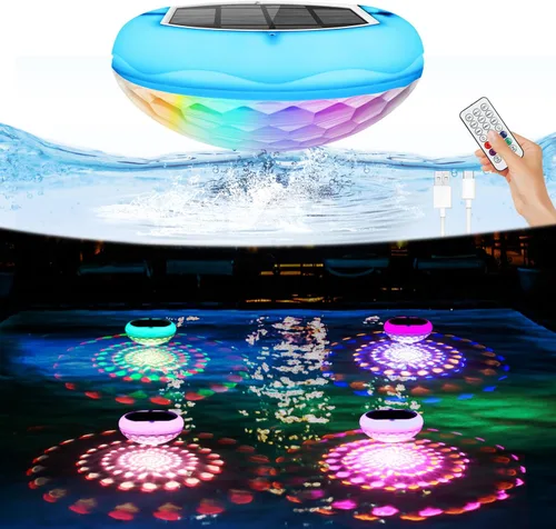 Miniatura 9 de QOLNBY Luces solares flotantes para piscina, recargables por USB, 2600 mAh, luces de piscina con control remoto, 6.69 pulgadas, IP68, impermeable, 2