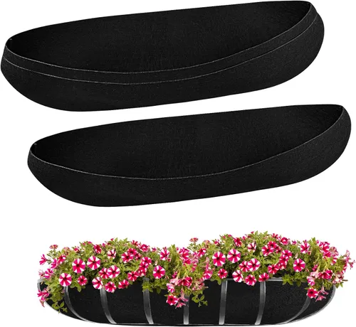 Miniatura 8 de 2 forros mejorados para macetas de 24 pulgadas, forros de tela para ventana, forro de fieltro para macetas, forro de cesta de flores negras, forro