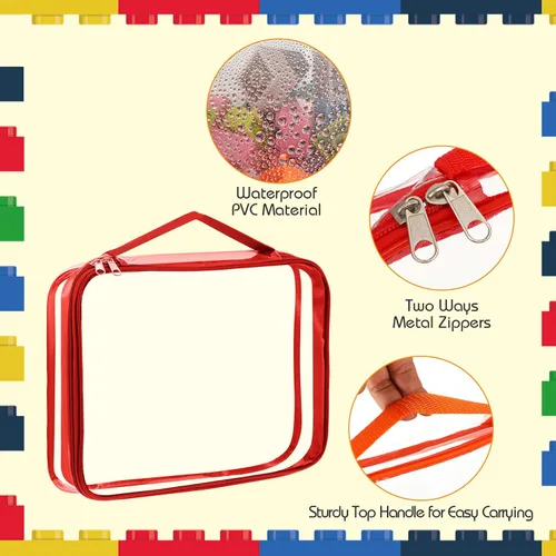 Miniatura 3 de Sanwuta 6 paquetes de bolsas de almacenamiento de juguetes, bolsas de PVC con organizador y cierre, contenedor impermeable para juegos de mesa