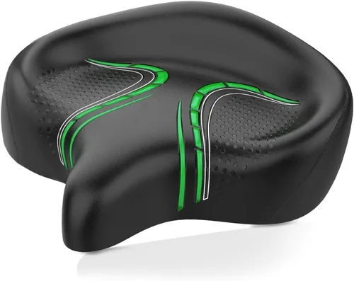 Miniatura 13 de BLUEWIND Asiento de bicicleta de gran tamaño, asiento de bicicleta ancho, diseño de respaldo novedoso para bicicleta eléctrica, ajuste universal