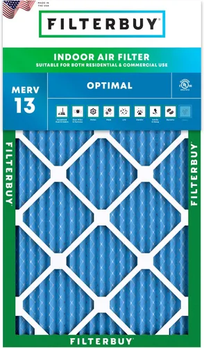 Miniatura 13 de Filterbuy Filtro de aire 8x14x1 MERV 13 Defensa Óptima contra Humo y Alergias (Paquete de 1), Filtros de Reemplazo Electrostáticos Plisados HVAC AC
