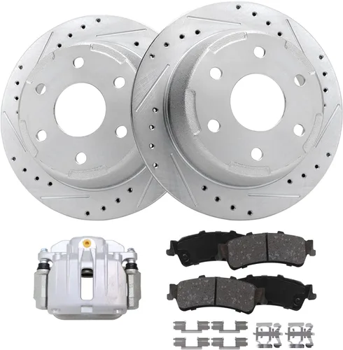 Miniatura 12 de Detroit Axle - Kit de freno delantero para Ford Explorer Mercury Mountaineer 2002-2005 Bujes de rodamiento de rueda perforados y ranurados rotores