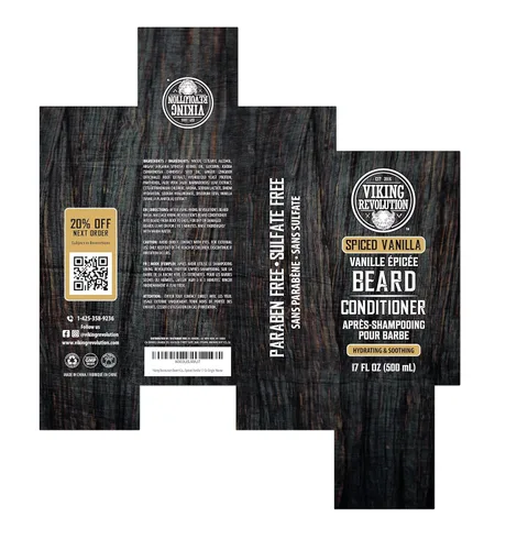 Miniatura 8 de Viking Revolution Acondicionador de barba de vainilla especiada para hombres con aceite de argán y aceite de jojoba, suavizante y fortalecedor