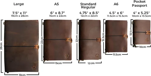 Miniatura 6 de Wanderings Cuaderno grande para viajeros - 19cm x 28cm / 7.5"x11" - Gran diario de viaje, hecho a mano, resistente, diario de cuero recargable.