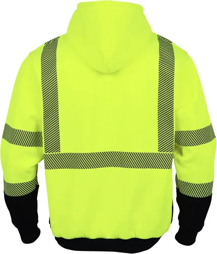 Miniatura 3 de VENDACE Sudadera de Forro Polar Reflectante de Alta Visibilidad ANSI Clase 3 para Hombres, Sudadera con Capucha de Alta Visibilidad con Cremallera