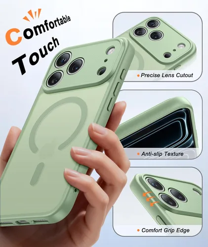 Miniatura 1085 de FNTCASE Funda para iPhone 17 Pro: Fundas delgadas translúcidas de color azul claro compatibles con MagSafe, protección completa de la cámara