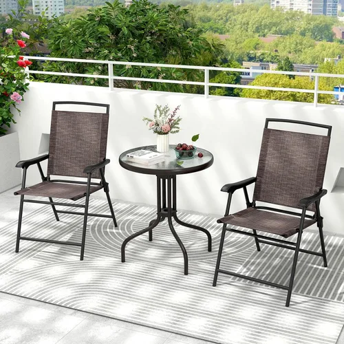 Miniatura 8 de S AFSTAR Juego de 3 piezas de bistró, juego de muebles de patio para exteriores, balcón, jardín, mesa redonda para exteriores de 28 pulgadas de alto