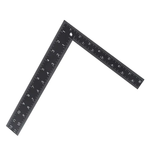 Bettomshin 1 regla cuadrada en forma de L de metal negro, 11.81 x 7.87 pulgadas, pequeña regla cuadrada de medición de acero inoxidable templado