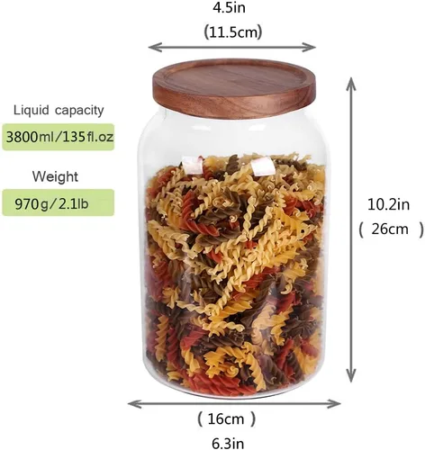 Miniatura 2 de LEAVES AND TREES Y Tarro de vidrio de 1 galón con tapa hermética y parte inferior antideslizante para almacenamiento de alimentos secos