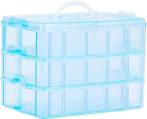 Miniatura 16 de Sooyee Contenedor de almacenamiento apilable de 6 capas, transparente, 60 compartimentos ajustables, compatible con juguetes pequeños, artes