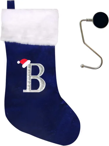 Miniatura 57 de Medias de Navidad de 20 pulgadas con monograma, letras, medias súper suaves grandes de Navidad, medias de monograma rojo para Navidad, regalo
