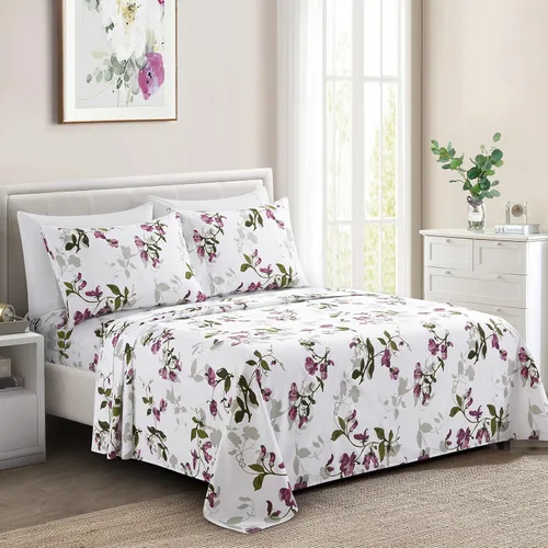 Marina Decoration Ropa de cama ultra suave y sedosa con bolsillo profundo, rayón derivado de bambú para todas las estaciones, juego de sábanas de 6