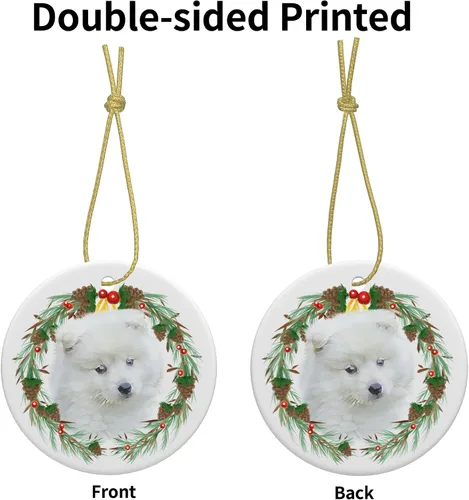 Miniatura 4 de Colgante de perro esquimal americano de 3 pulgadas para decoración de árbol de Navidad, bonito adorno de día festivo para cachorros, regalos