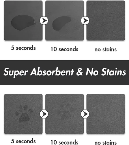 Miniatura 2 de MontVoo - Alfombrilla absorbente para alimentación de mascotas - Alfombrilla para mascotas sin manchas para cuenco de comida y agua - Alfombrilla