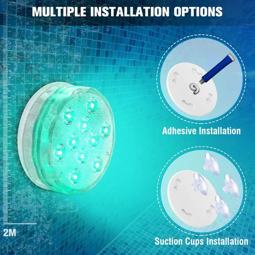 Miniatura 3 de Qoolife - Luces recargables sumergibles para piscina con mando a distancia, impermeables, carga subacuática, operadas por batería, controladas, 25